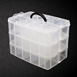 Diy Storage Space, Lego Organization, Nail Polish Jewelry, Craft Storage Box, Stackable Storage Boxes, Craft Storage Organization, Bead Organization, Box Necklace, Clear Container