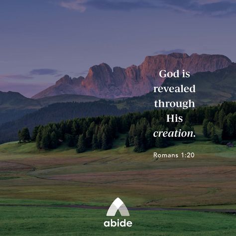 God Revealed in Creation - Romans 1:20 | Abide Verses About Gods Creation, Gods Creation Quotes, Rs Revision, Romans Bible Study, Romans 1 20, Creation Quotes, Romans Bible, Romans 1, Roman 1