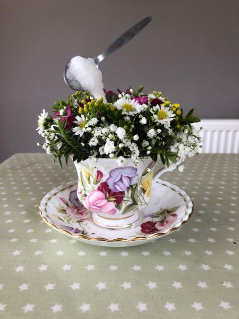 Flowers In A Cup, Wild Flower Arrangements, Tea Cup Centerpieces, Modern Flower Arrangements, Modern Flower, Teacup And Saucer, Wild Flower, Tea Cup Saucer, Family Business