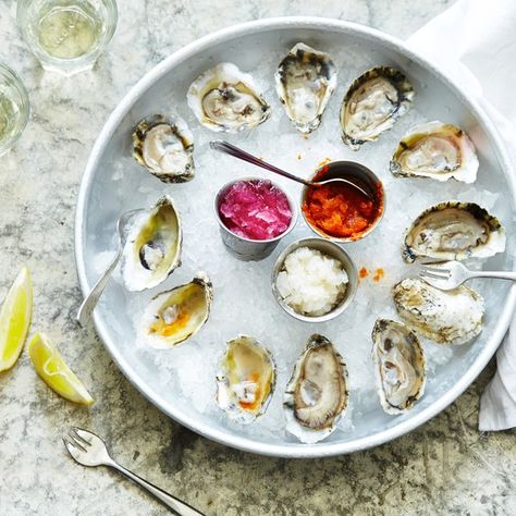 Adding any of these flavorful ices on top of your oysters is an easy way to up your raw bar game. Southern Appetizers, Papa Joe's, Icee Recipe, Raw Oysters, Oyster Recipes, Raw Bars, Oyster Bar, Seafood Restaurant, Fish And Seafood