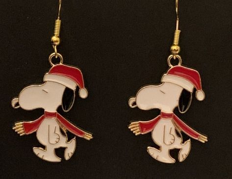 Santa Earrings, Christmas Earrings, Gift Idea, Peanut Earrings, Snoopy Earring Santa Earrings, Earrings Christmas, Animal Earrings, Life Is Too Short, Handcrafted Artisan Jewelry, Jewelry Christmas, How To Wear Scarves, Christmas Earrings, Too Short