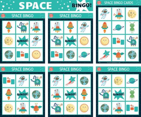 Space Bingo, Cute Astronaut, Educational Printables, Jules Verne, Bingo Cards, Fun Family, Printable Worksheets, Bingo, Card Set