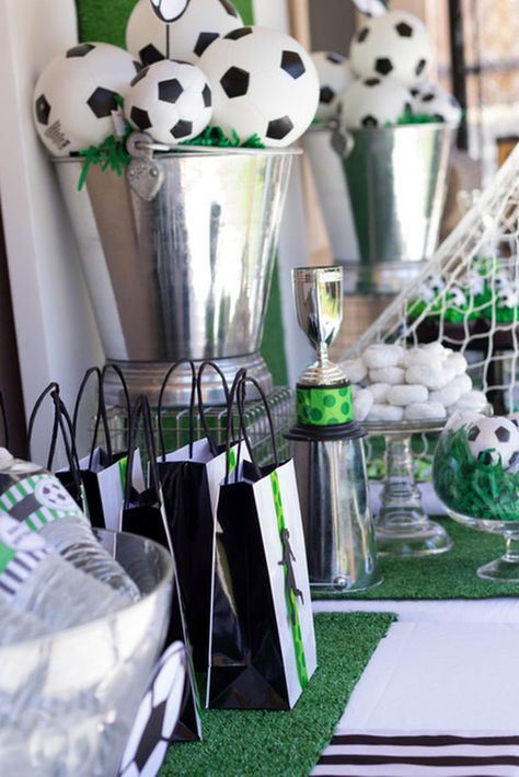 Girls' Soccer Birthday Party | POPSUGAR Family Soccer Theme Birthday Party Decorations, Soccer Birthday Party, Soccer Birthday Parties, Soccer Theme, Girl Bday Party, Soccer Birthday, Soccer Party, Indoor Soccer, Green Candy