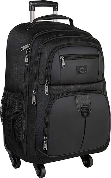 MATEIN Rolling Backpack with 4 Wheels, 17 inch Travel Laptop Backpack for Women Men, Large Wheeled Backpacks Water Resistant Business Carry on Bag Airline Approved, School Luggage Suitcase Bag, Black Rolling Backpacks For School, Travel Backpack With Wheels, Roller Backpacks, Travel Laptop Backpack, Laptop Travel, Rolling Backpack, Backpack With Wheels, Suitcase Bag, Business Backpack