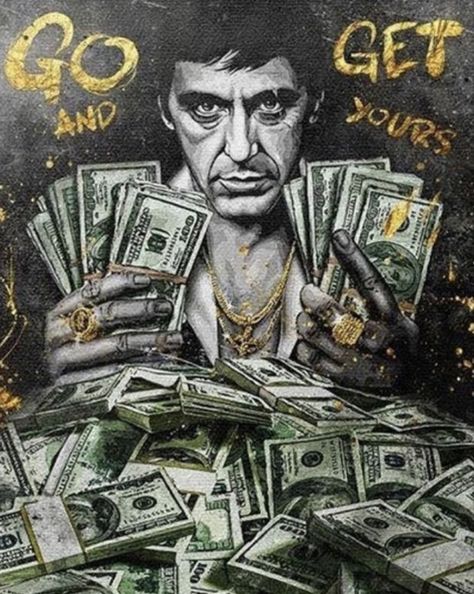 Dollars Money, Montana Art, Pictures Bedroom, Money Wallpaper Iphone, Iconic Movie Posters, Arte Punk, Tony Montana, White Pictures, Gold Leaf Art