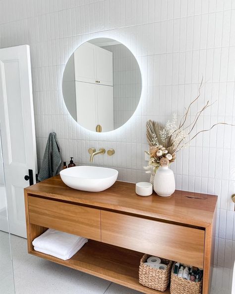 Highgrove Bathrooms on Instagram: “A great shot of our beautiful lusini solid surface basin ✨⁠ ⁠ 📷 - @lauren.hayley” Albert Park, White Subway Tile, Tile Inspiration, Bathroom Inspo, Family Bathroom, Bathroom Renos, Bathroom Makeover, Bathroom Renovation, Bathroom Inspiration