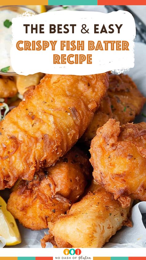 Create the ultimate fried fish with our Crispy Fish Batter Recipe! This simple mix guarantees a light, golden crust that keeps your fish tender and juicy on the inside. Perfect for family dinners or a special treat, it's quick to whip up and sure to impress. Ready in just 10 minutes! Love crispy fried fish? Pin this recipe and make your next seafood dish a hit! Best Fish Fry Batter, Best Fried Fish Recipe Ever, Fried Foods Dinner, Crispy Fried Fish Batter, Batter For Fish Fry, Seafood Batter Recipe, Beer Battered Fish Recipes Deep Frying, Buttermilk Battered Fish, Light And Crispy Fish Batter