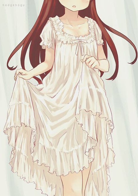 Juri Kuran, Victorian Dress Drawing, Yuki Kuran, Kaname Kuran, Gown Drawing, The Younger Sister, Night Gown Dress, Pajama Dress, Dress Drawing