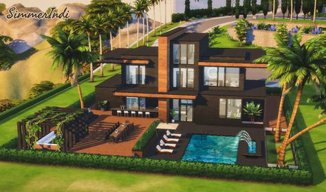 Sims 3 Mansion, Sims 4 Penthouse, Mansion Modern, Sims 4 Modern House, Modern Mansions, Lotes The Sims 4, Small House Blueprints, Casa Anime, Sims 4 Gallery