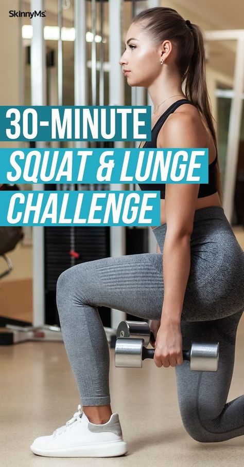 If you're looking to either build your legs and see how long you can endure, our 30-Minute Squat & Lunge Challenge was made just for you. Lunges Workout, Lunge Challenge, Lunge Workout, Squats And Lunges, Squat Workout, Post Baby, Lose 20 Pounds, Burn Belly Fat, Leg Workout