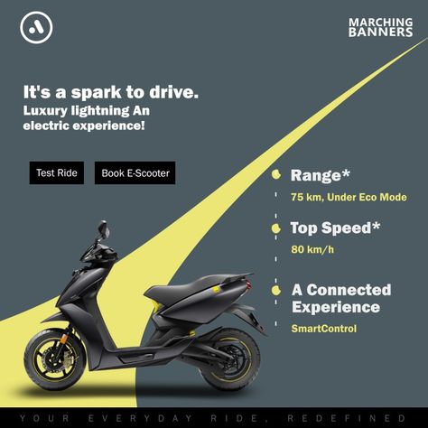 Poster | Banners | Photoshop cc Electric Scooter Social Media Post, Electric Scooter Creative Ads, Electric Vehicle Poster, Electric Vehicle Creative Ads, Scooter Poster, Creative Ads Design, Catalog Design Layout, Buell Motorcycles, Electric Cycle