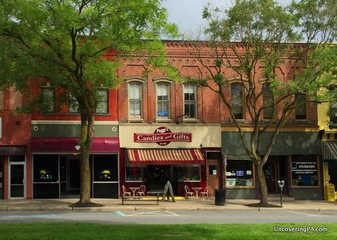 The charming shops of downtown Wellsboro, PA. Wellsboro Pennsylvania, Downtown Landscape, Wellsboro Pa, Old Theater, Pennsylvania Travel, Travel Movies, Solo Trip, One Day Trip, On The Road Again