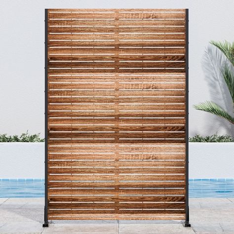 Outdoor Privacy Screen Metal Privacy Screen Panel Free Standing - 72*47 - On Sale - Bed Bath & Beyond - 40407091 Privacy Screen Garden, Freestanding Patio, Screen Garden, Metal Privacy Screen, Outdoor Privacy Screen, Screen Divider, Garden Privacy Screen, Privacy Fence Screen, Outdoor Bathroom