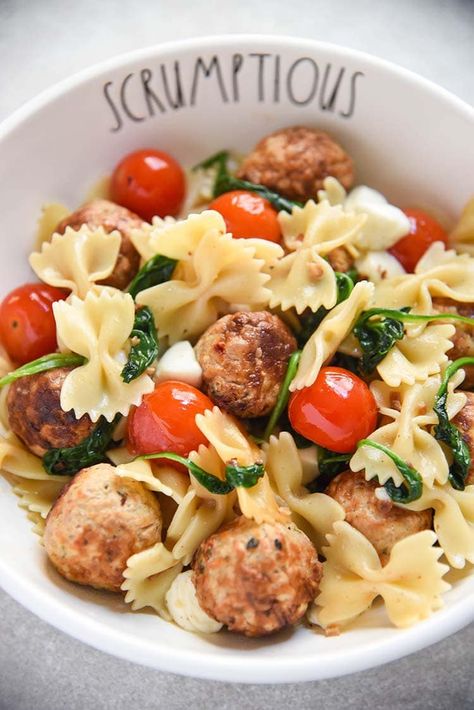 Warm Pasta Salad, Pasta Salad With Chicken, Pasta Salad For Kids, Sweet Potato Recipes Baked, Cold Pasta Salad Recipes, Salads For A Crowd, Salad With Chicken, Pasta Salad Dressing, Meatball Pasta