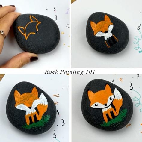 Fox Rock Painting, Rock Friends, Rock Painting Tutorials, Rock Painting Supplies, Rock Animals, Painting 101, Garden Rock Art, Fox Animal, Rock Painting Tutorial