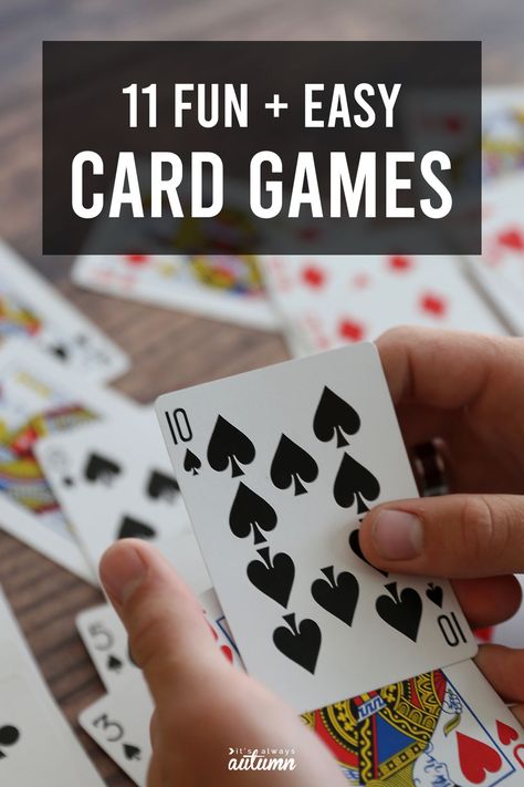 These easy card games are tons of fun! #cardgames Easy Card Games, Card Games For One, Fun Water Games, Cards On The Table, Family Card Games, Games Family, Fun Card Games, Card Games For Kids, Easy Cards