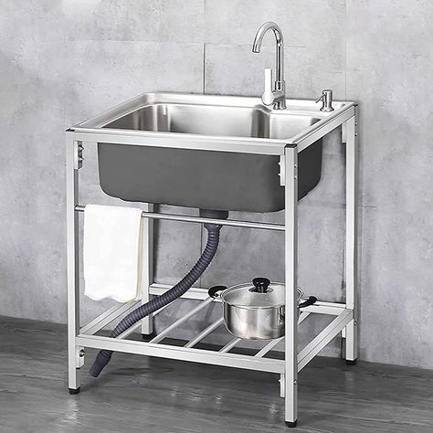 Kitchen Sink for Washing Single Bowl 304 Stainless Steel Utility Sinks Freestanding Outdoor camping dish washing station with Console & Stand for Indoor Garage Kitchen Laundry Room ( Size : 55*40*75cm : Amazon.ca: Tools & Home Improvement Camping Dish Washing, Dish Washing Station, Utility Room Sinks, Indoor Garage, Toilet Designs, Stainless Steel Utility Sink, Outdoor Sink, Utility Sinks, Portable Sink