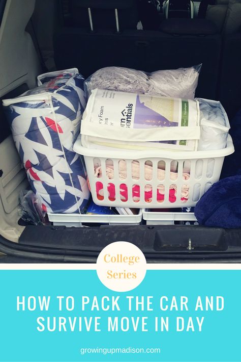 Move In Day, Moving Hacks Packing, Car Packing, College Packing Lists, College Packing, Advice For New Moms, Moving Truck, Sedan Cars, Packing To Move