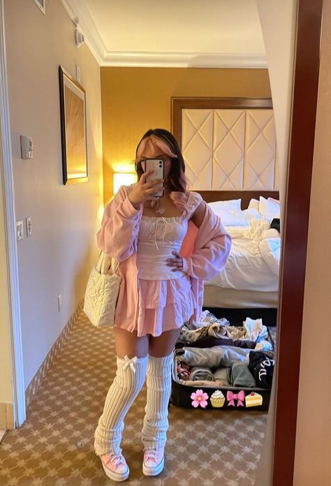 Douxfairy Aesthetic, Douxfairy Outfits, Doux Fairy, P1harmony Concert Outfit, Pink Pastel Outfit, Trendy Preppy Outfits, Angel Attire, K Pop Concert Outfit Ideas, Pink Concert Outfit Ideas