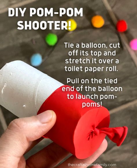 Something fun to do with empty... - The Craft-at-Home Family Pom Pom Launcher, Fun Activities At Home, Christmas Pom Pom, Confetti Poppers, Paper Pom Pom, Party Bags Kids, Diy Confetti, Easy Craft Ideas, Stem Challenge