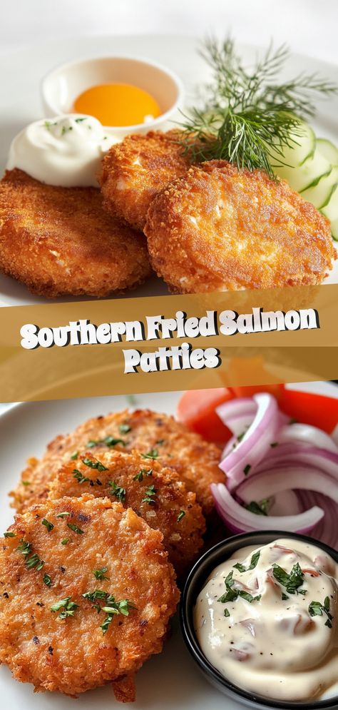 Southern Fried Salmon Patties Southern Fried Salmon Patties Recipe, Salmon Croquettes Recipe Southern, Fried Fish Dinner Ideas Sides, Southern Salmon Patties, Salmon Croquettes Recipe, Fried Salmon Patties, Flaked Salmon, Salmon Croquettes, Salmon Patties Recipe