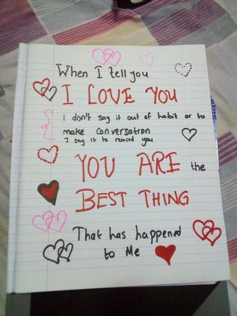 i love you Thing To Give Your Boyfriend, What To Make Ur Bf For Valentines Day, Cute Thing To Make Your Boyfriend, Things To Tell Ur Girlfriend, Cute Thing To Give Your Boyfriend, Thing To Make For Your Boyfriend, Things To Write For Your Girlfriend, What To Write Your Boyfriend, Cute Things To Make My Boyfriend