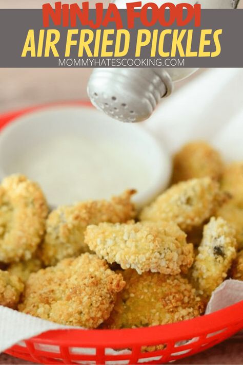 Gluten Free Fried Pickles, Air Fryer Gluten Free, Air Fryer Fried Pickles, Ninja Cooking System Recipes, Air Fryer Oven Recipes, Fried Pickles, Air Fryer Dinner Recipes, Air Fryer Recipes Healthy, Ninja Foodi