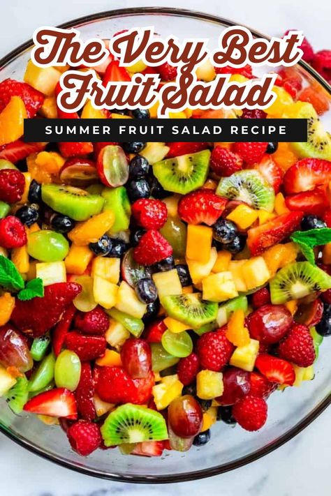 This is the best Fruit Salad recipe, perfect for any picnic, potluck, or summer side dish. Learn how to make this refreshing and delicious fruit salad with a variety of fresh fruits, a light dressing, and simple steps. Ideal for summer gatherings, picnics, and healthy snacks for kids. Fruit Salad Jello Recipe, Amish Fruit Salad, Fruit Salad For Kids, Cheap Fruit Salad, Dinner Fruit Salad, Camping Fruit Salad, Jello Fruit Salad Recipes, Fresh Fruit Salad Recipe Simple, Fast Fruit Salad