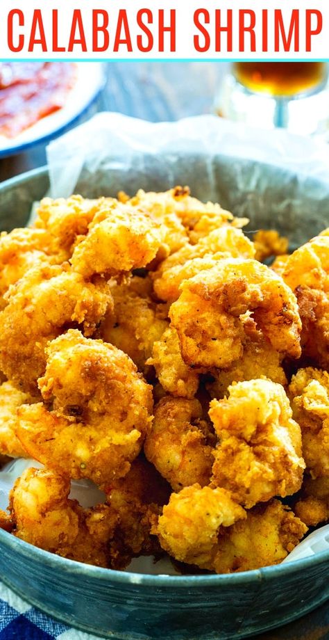 Calabash Shrimp Recipe, Fried Shrimp Recipes Easy, Fried Shrimp Recipes, Spicy Southern Kitchen, Seafood Dish Recipes, Seafood Entrees, Delicious Seafood Recipes, Best Seafood Recipes, Fried Fish Recipes