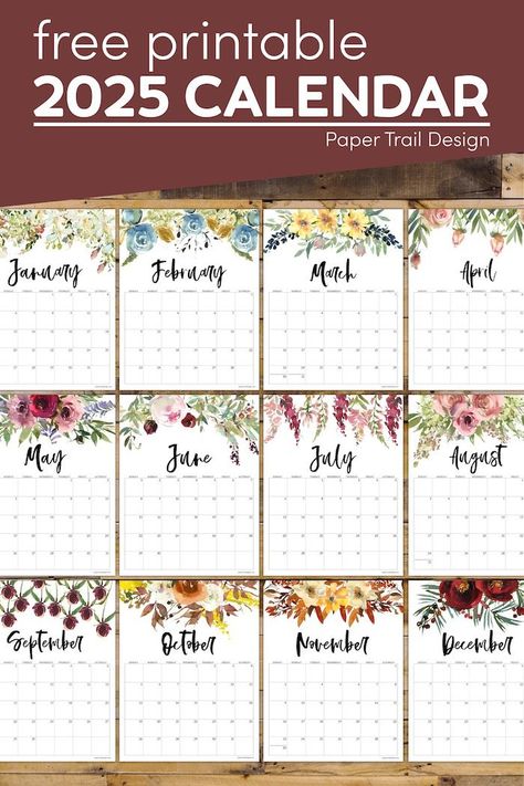 Use this monthly calendar printable for 2025 with a beautiful floral design for absolutely free Notepad Design Free Printable, Xmas Envelope, Notepad Crafts, Christmas Planner Printables, Free Classroom Printables, Free Monthly Calendar, Paper Trail Design, Free Printable Calendar Templates, Floral Calendar