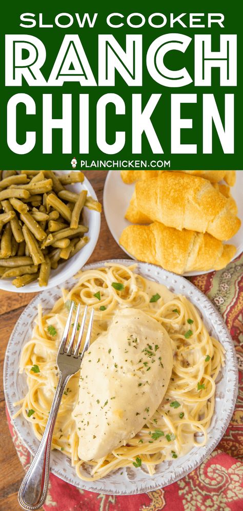 Chicken With Hidden Valley Ranch Packet, Crockpot Chicken Recipes Ranch Packet, Hidden Valley Ranch Chicken, Slow Cooker Ranch Chicken, Soup Chicken Broth, Delish Dinners, Chicken Cream Cheese, Chicken Breast Slow Cooker, Main Recipes