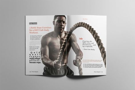 Yoga Magazine, Muscle And Fitness, Fashion Editorial Layout, Indesign Layout, Magazine Layout Inspiration, Gym Lifestyle, Magazine Layouts, Health And Fitness Magazine, Magazine Layout Design