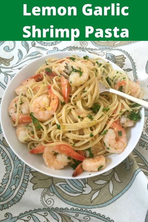 Lemon Garlic Shrimp Pasta is a light pasta dish mixing shrimp, fresh parsley and a lemon garlic butter sauce. This seafood pasta recipe is a great for a romantic date night, a dinner party or a light weeknight meal. Pair with a good bottle of white wine, crusty bread and a salad. // acedarspoon.com #shrimp #pasta Light Pasta Recipes, Light Pasta Dishes, Lemon Garlic Butter Sauce, Lemon Garlic Shrimp Pasta, Healthy Summer Dinner Recipes, Light Pasta, Garlic Shrimp Pasta, Lemon Garlic Shrimp, Seafood Pasta Recipes