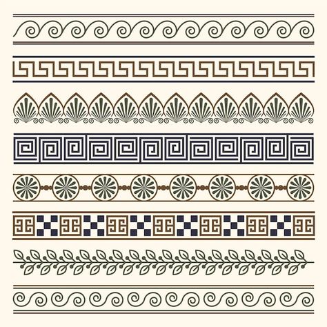 Flat design greek border set | Free Vector #Freepik #freevector #greek-border #greek-frame #frame-set #design-pack Greek Border, Page Dividers, Retro Wedding Invitations, Greek Pattern, Greek Design, Fancy Fonts, Frame Collection, Invitation Card Design, Frame Decor