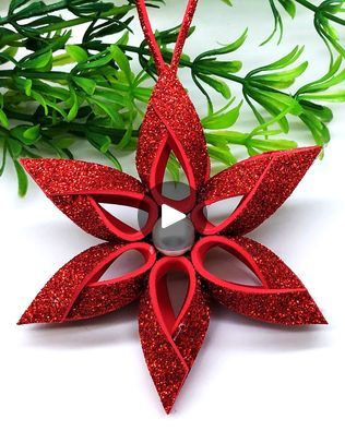 Diy Star For Christmas Tree, Diy Copper Christmas Ornaments, Glitter Paper Decoration Ideas, Glitter Foam Sheets Crafts, Flower Making Paper Craft Ideas, Christmas Star Ornaments Diy, Foam Sheet Ornaments Diy Christmas, Christmas Foam Crafts, How To Make Stars Out Of Paper