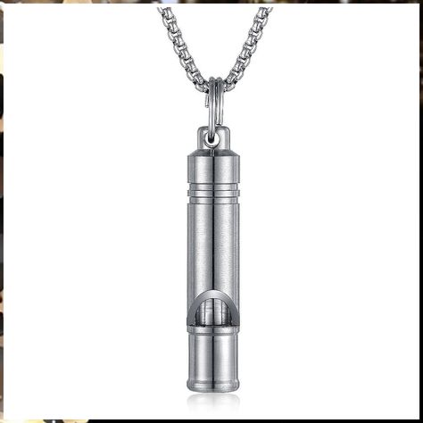 FOSIR Titanium Emergency Whistle Cylinder Pendant Necklace for Men and Women Plastic Pouch, Female Girl, In Case Of Emergency, Necklace For Men, Outdoor Activity, Men Necklace, Different Styles, Charm Necklace, Top Styles