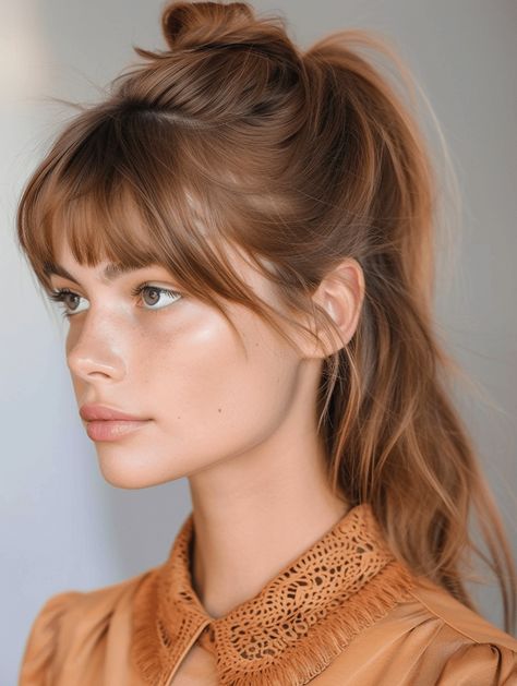 30 Charming Ponytails with Bangs: A 2024 Style Guide