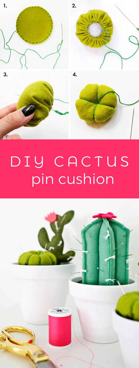 Cactus Patterns Sewing, Felt Cactus Flower, Cactus Felt Pattern, Felt Cactus Pattern Free, Felt Cactus Diy, Free Felt Patterns, Pincushion Diy, Cactus Pin Cushion, Cactus Pincushion