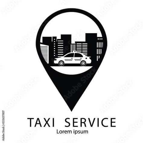 Stock Image: Taxi service logo template. Black and yellow silhouette of taxi for design web. Taxi Logo Design, Logo Taxi, Taxi Logo, Template Black, Airport Taxi, Creative Advertising Design, Service Logo, Pin Logo, Taxi Driver