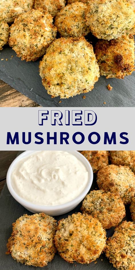 Fried mushroom recipe that's easy and delicious! Made in the air fryer, these are a healthy snack! Dry Mushroom Recipes, Fried Mushroom Recipes, Air Fryer Recipes Chicken Tenders, Air Fryer Recipes Healthy Low Carb, Healthy Party Snacks, Air Fryer Recipes Breakfast, Mushroom Recipe, Air Fryer Oven Recipes, Fried Mushrooms