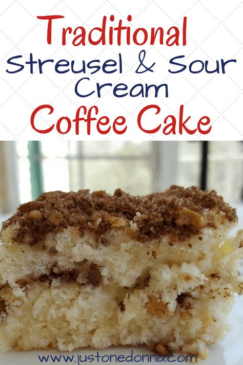 A traditional coffee cake made with sour cream and streusel, perfect with your morning coffee. Bisquick Coffee Cake, Breakfast Coffee Cake, Coffee Cake Recipes Easy, Streusel Coffee Cake, Coffee Cake Recipe, Sour Cream Coffee Cake, Bisquick Recipes, Sour Cream Recipes, Coffee Cakes