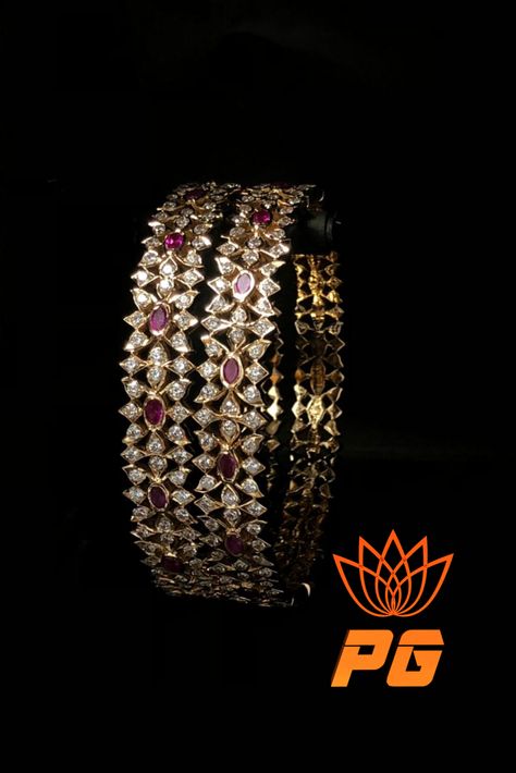 Stone Bangles Gold Designs, Close Setting Diamond Bangles, Ruby Diamond Bangles, Stone Bangles Gold, Diamond Bangles Indian, Diamond Bracelets Wedding, Plain Gold Bangles, Ruby Bangles, Stone Bangles