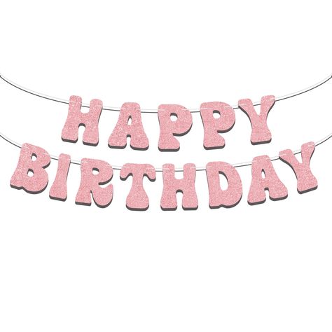 PRICES MAY VARY. 【What You Will Get】1Pcs Pink glittery Happy Birthday Banner. Perfect for any birthday queen. 【High Quality】NO DIY REQUIRED. Unique design. Made of lightweight food grade card stock,no glitter falling off. 【NO DIY REQUIRED】The letters are movable. you can hung Happy Birthday banner on your car, dessert table, window, tree, buffet table, room, wall, fireplace mantel. 【Happy Birthday Decorations】Perfect for Birthday Party, Baby Shower,1st Birthday Party, or all Birthday Party Decor Groovy Party Decorations, Pink Happy Birthday Banner, Bday Party Decorations, Glitter Falling, Birthday Party Sweet 16, Grade Card, Happy Birthday Pink, Groovy Party, Coworkers Birthday