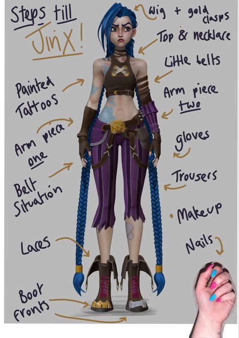 Arcane Jinx Outfits, Diy Jinx Costume, Diy Jinx Cosplay, Arcane Halloween Costume, Jinx Makeup Arcane, Jinx Makeup Tutorial, Jinx Halloween Costume, Jinx Arcane Costume, Jinx Outfit Ideas