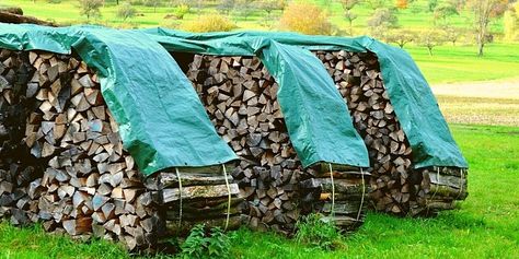 Should Firewood Be Covered With a Tarp? - Walden Backyards Firewood Cover Diy, Firewood Cover, Firewood Storage Outdoor, Stacking Wood, Fabric Weave, Types Of Fire, Wood Pile, Ground Covering, Firewood Rack