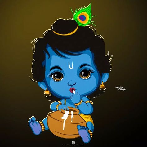 Cute Krishna Janmashtami, Animated Krishna Images, Lord Krishna Illustration, Shree Krishna Janmashtami Images, Little Krishna Wallpapers, Krishna Cute Drawing, Krishna Cute Pics, Baby Krishna Painting, Krishna Cartoon Images