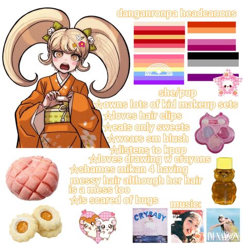 #danganronpa Character Headcanons, Hiyoko Saionji, Danganronpa Headcanons, Kids Makeup, Valentines Day Gifts For Him, Love Hair, Danganronpa, Crayon, Valentine Day Gifts