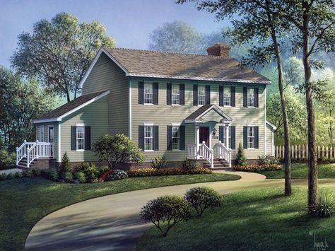 small colonial homes | Walton Colonial Home Plan 001D-0002 | House Plans and More Small Colonial, House Plans Colonial, American Style House, Colonial House Exteriors, Colonial Style House, Colonial Style House Plans, American House Plans, Colonial House Plans, Colonial Homes