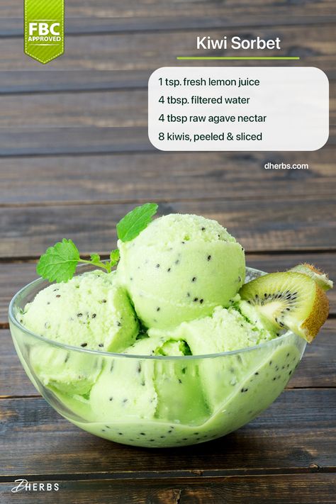 Kiwi Dessert Recipes, Kiwi Sorbet Recipe, Kiwi Desserts, Kiwi Recipes Dessert, Kiwi Recipe, Kiwi Sorbet, Kiwi Dessert, Homemade Sorbet, Kiwi Recipes