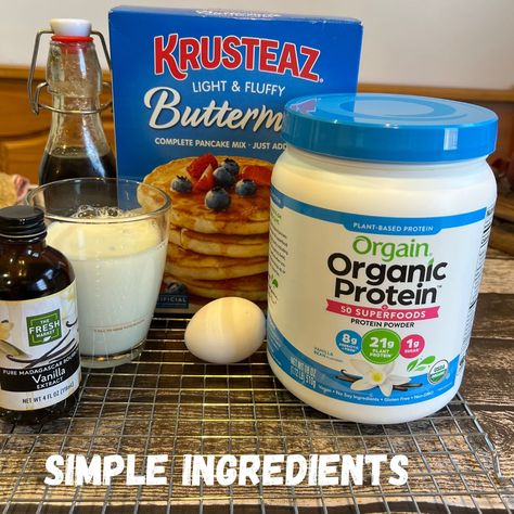 Krusteaz Buttermilk Protein Pancake Mix Recipe Krusteaz Protein Pancake Mix Recipes, Krusteaz Pancake Mix Recipes, Krusteaz Pancakes, Krusteaz Recipes, Krusteaz Pancake Mix, Gluten Free Pancake Mix, Pancake Mix Recipe, Buttermilk Pancake Mix, Fluffy Pancake Recipe